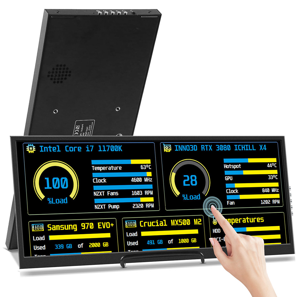 Monitor Riser Stand - 12.3 Inch TouchScreen Monitor with HDMI&USB-C,1920x720
