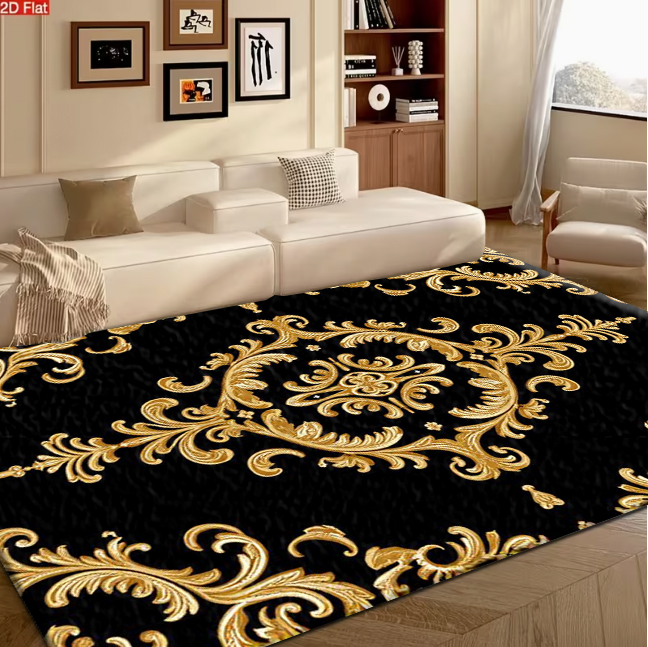Home Office Background - Black Background Gold Luxury Baroque Damask
