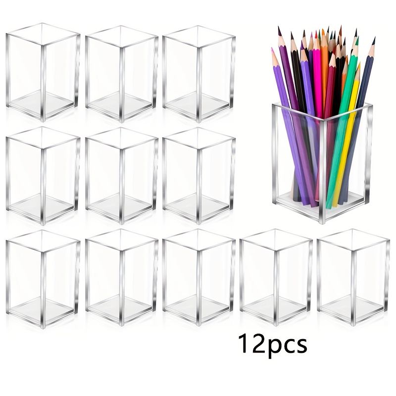 Home Office Work Table - 12pcs Clear Acrylic Makeup Brush Storage