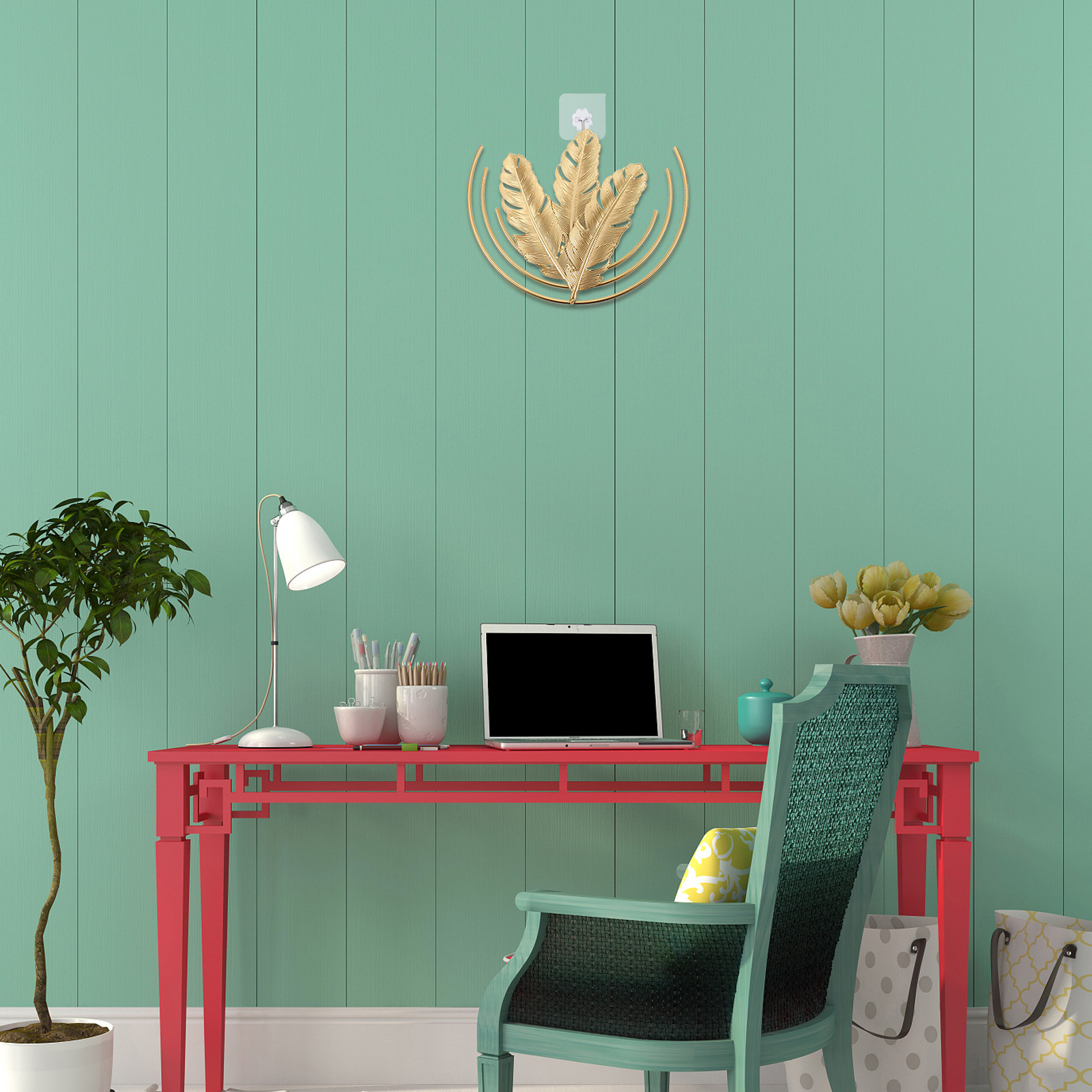 Iron Art Pendant Ginkgo Leaf B - Home Office Background 评论和价格