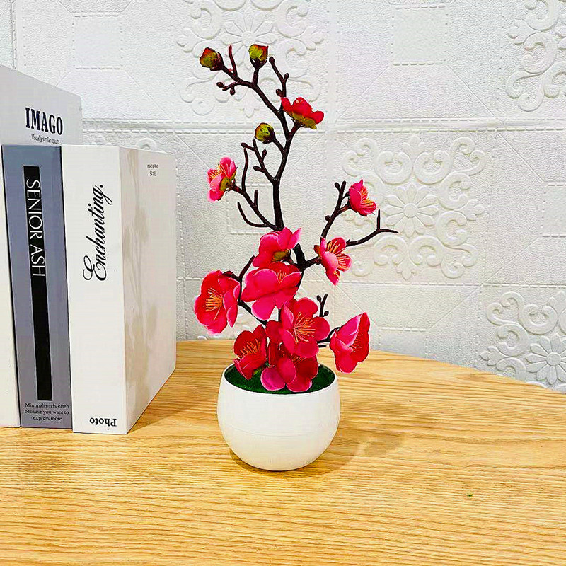 Simulation Plum Flower Pot Pla - Home Office Background 评论和价格