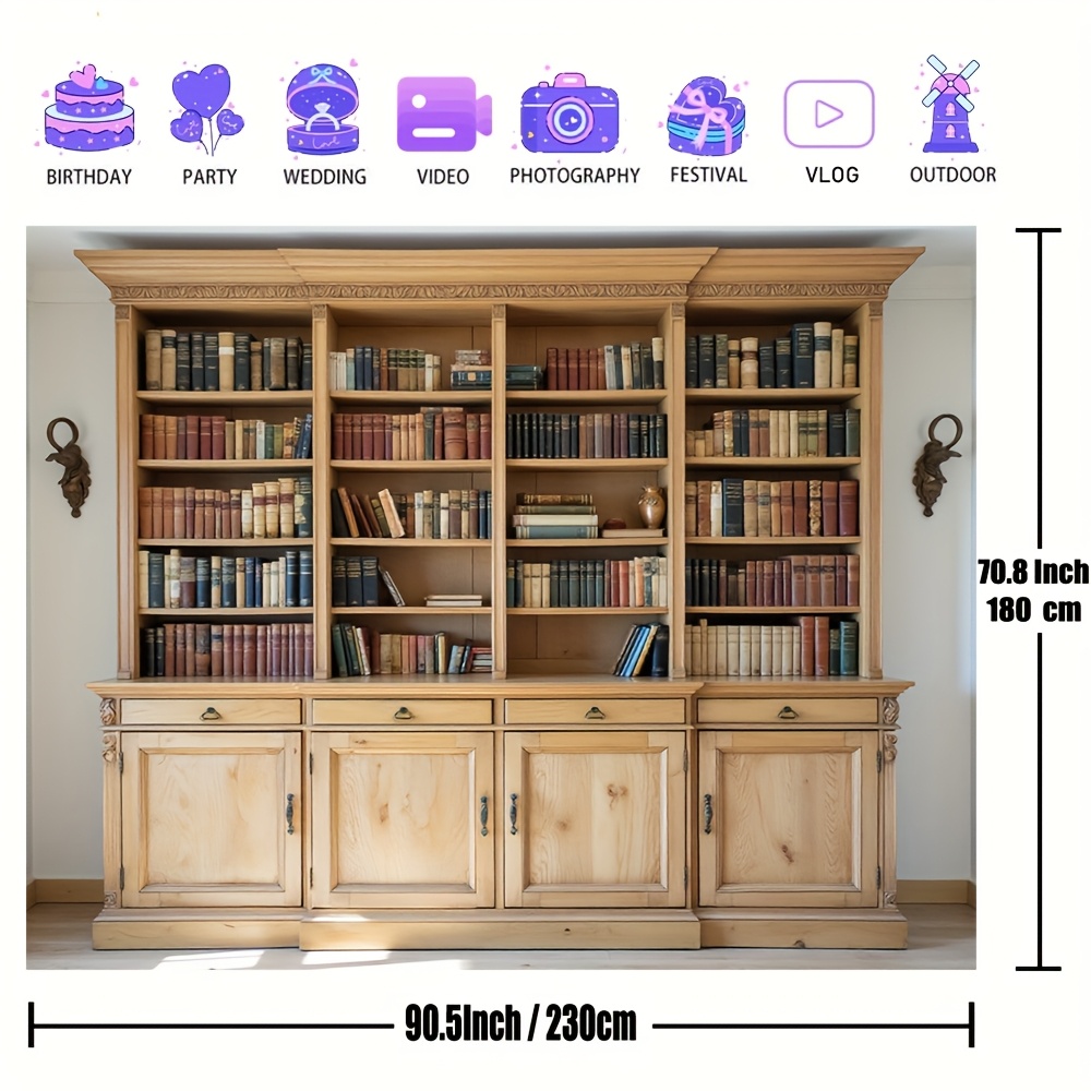 1 elegant wooden bookcase with - Home Office Background 评论和价格