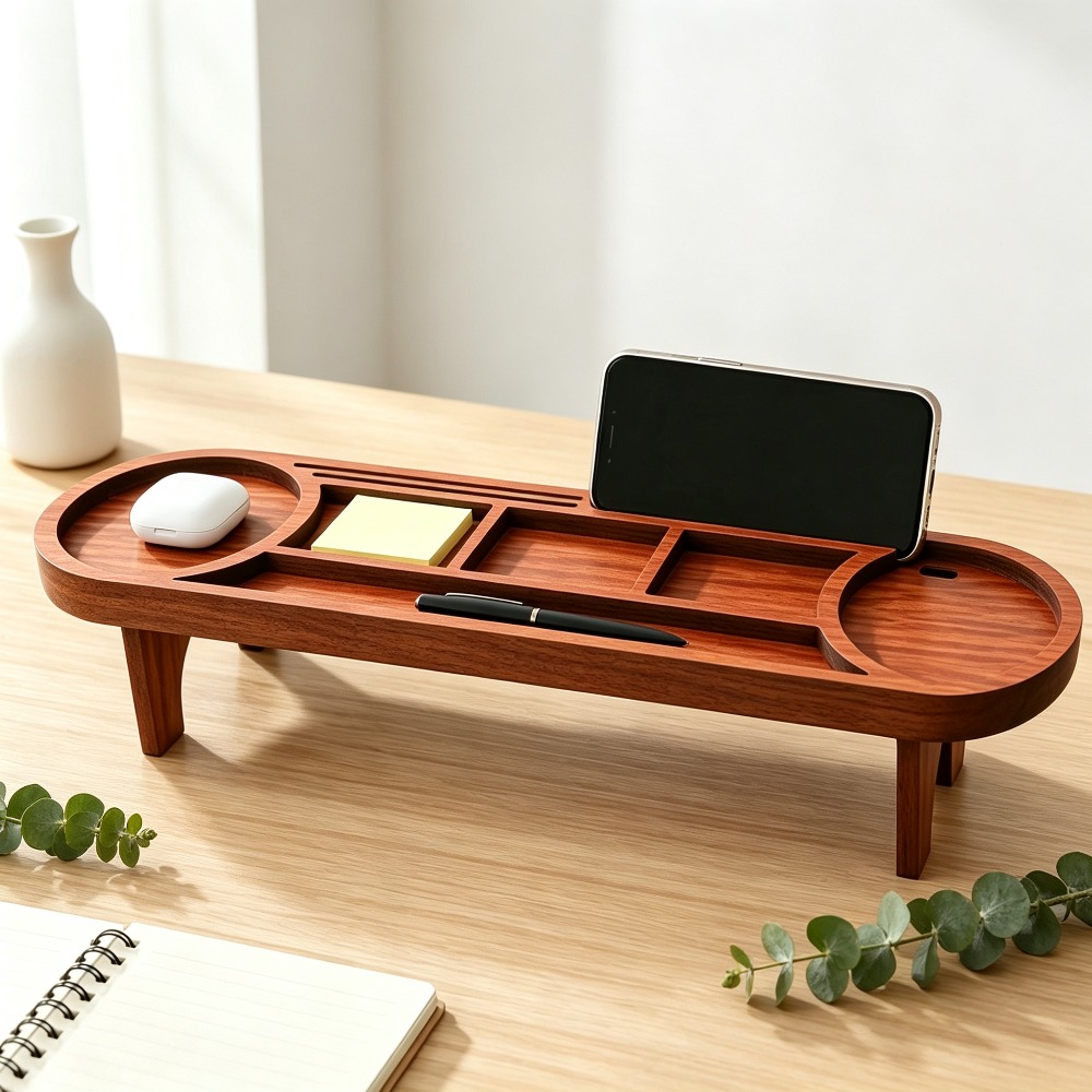 Wooden Desk Organizer with Pho - Home Office Freelancer 评论和价格