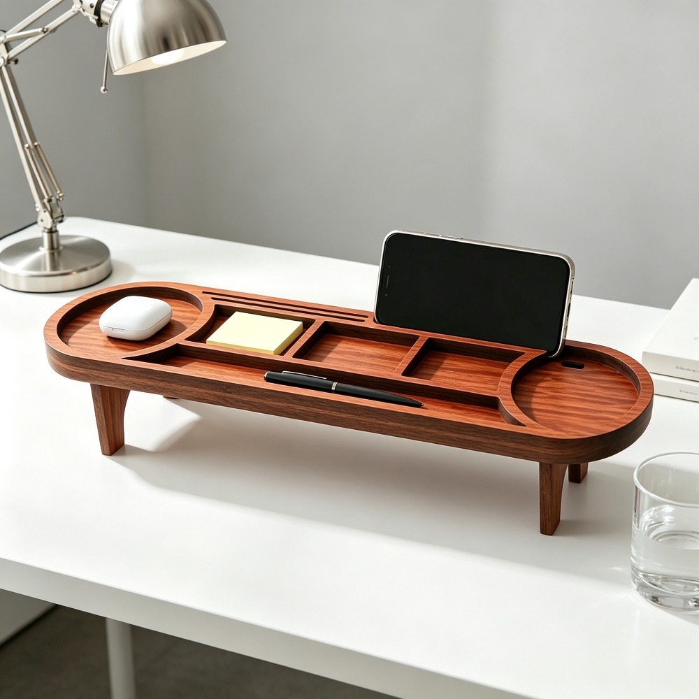 Wooden Desk Organizer with Pho - Home Office Freelancer 评论和价格