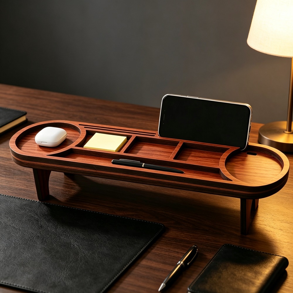 Wooden Desk Organizer with Pho - Home Office Freelancer 评论和价格