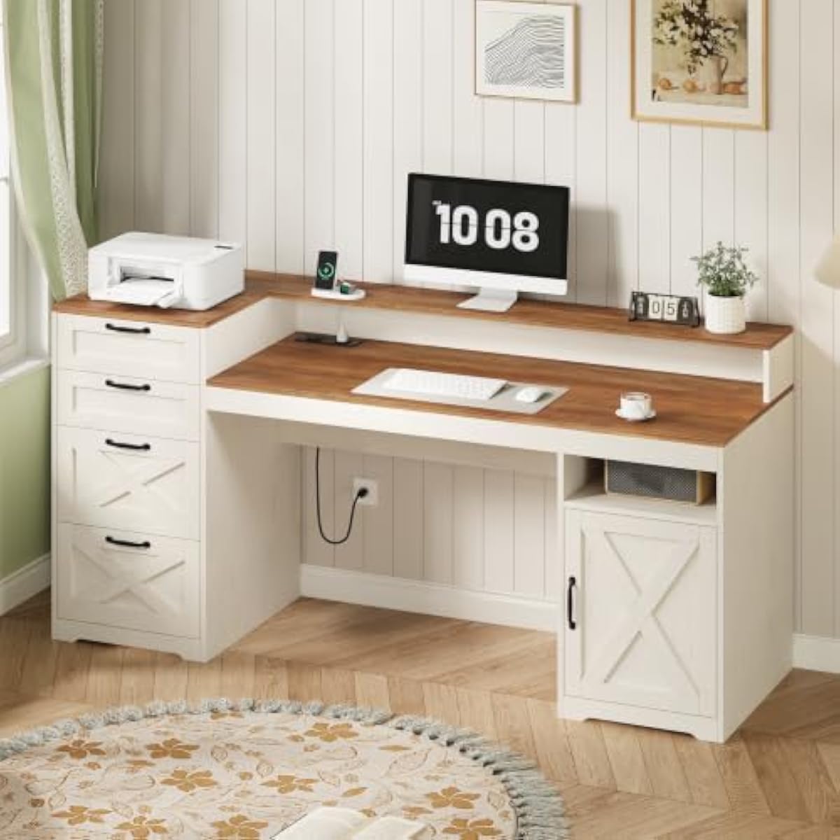 63 inch rustic white engineere - Monitor Riser Stand 评论和价格