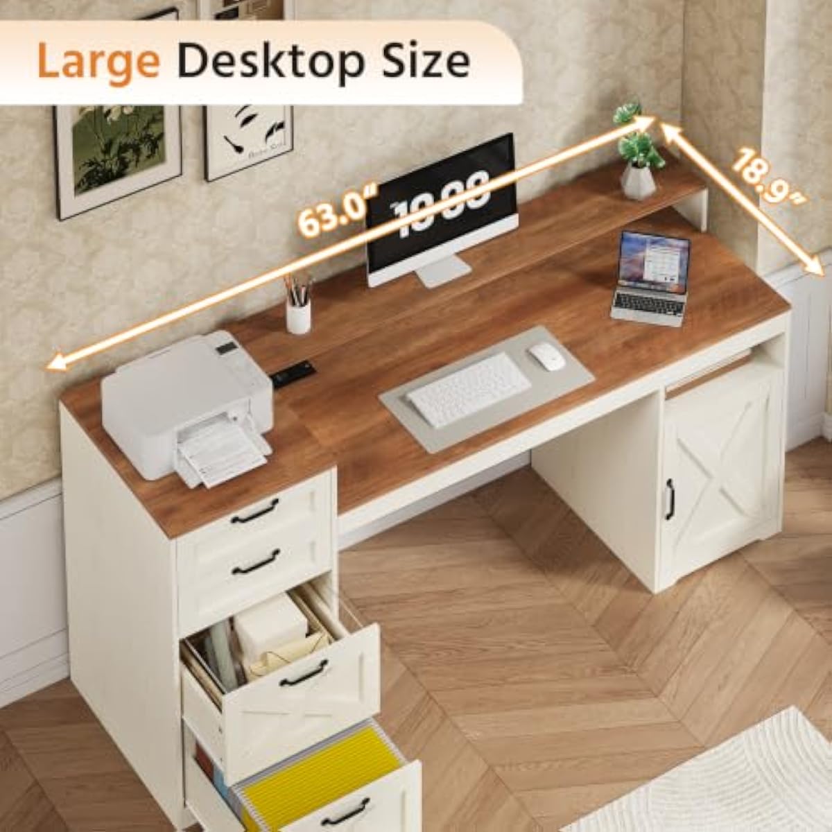 63 inch rustic white engineere - Monitor Riser Stand 评论和价格
