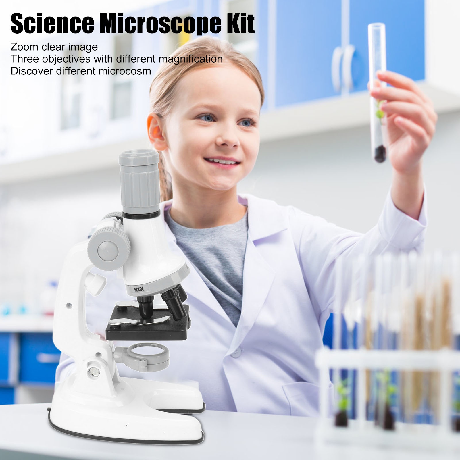 Microscope for Kids 100X 600X  - Zoom Lighting Kit 评论和价格