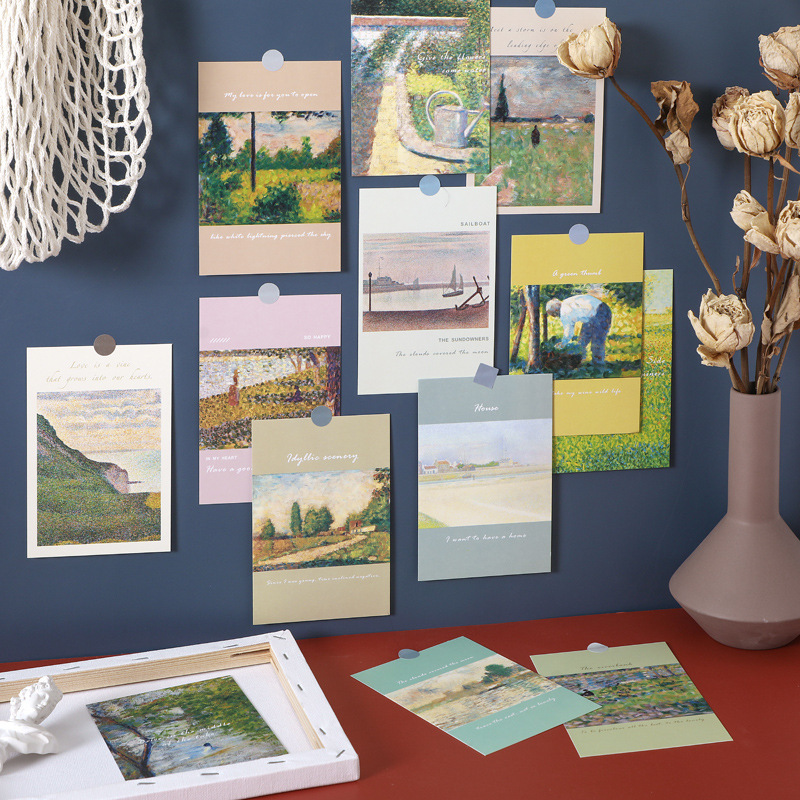 15Pcs Retro Oil Painting Poste - Home Office Background 评论和价格
