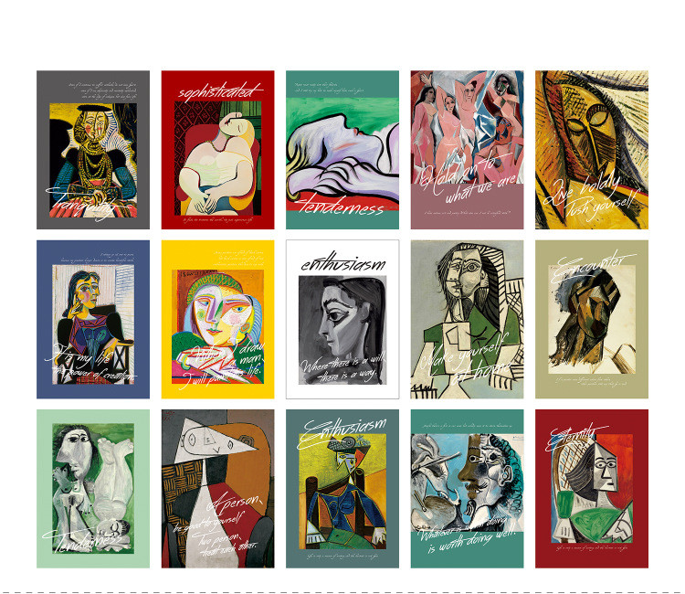 15Pcs Retro Oil Painting Poste - Home Office Background 评论和价格